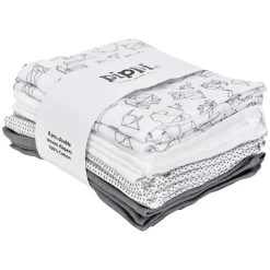 Pippi Stoffwindeln Tiere Weiß/schiefer 8er Pack