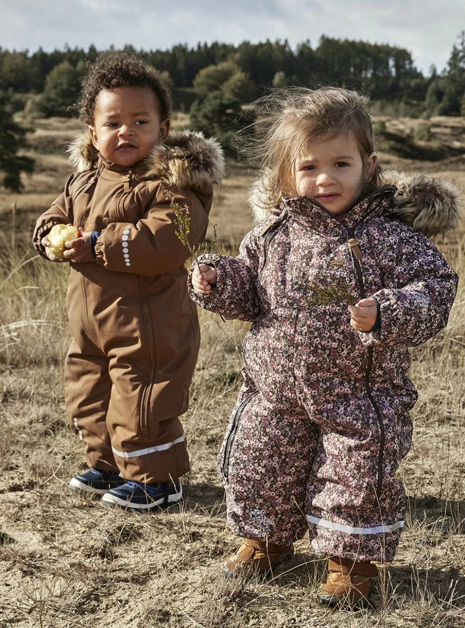 MINYMO Thermo Schneeanzug Blümchen Braun Mit Doppelzipper 5 MINYMO Thermo Schneeanzug Blümchen Braun Mit Doppelzipper – Bild 3