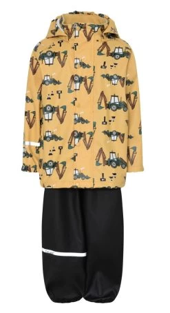 CeLaVi Regenset Traktor Baggerlader Zweiteiler Regenanzug Strohgelb/schwarz