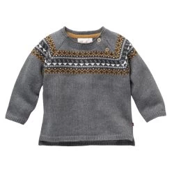 People Wear Organic Strick Pullover Schiefergrau Norweger-Muster