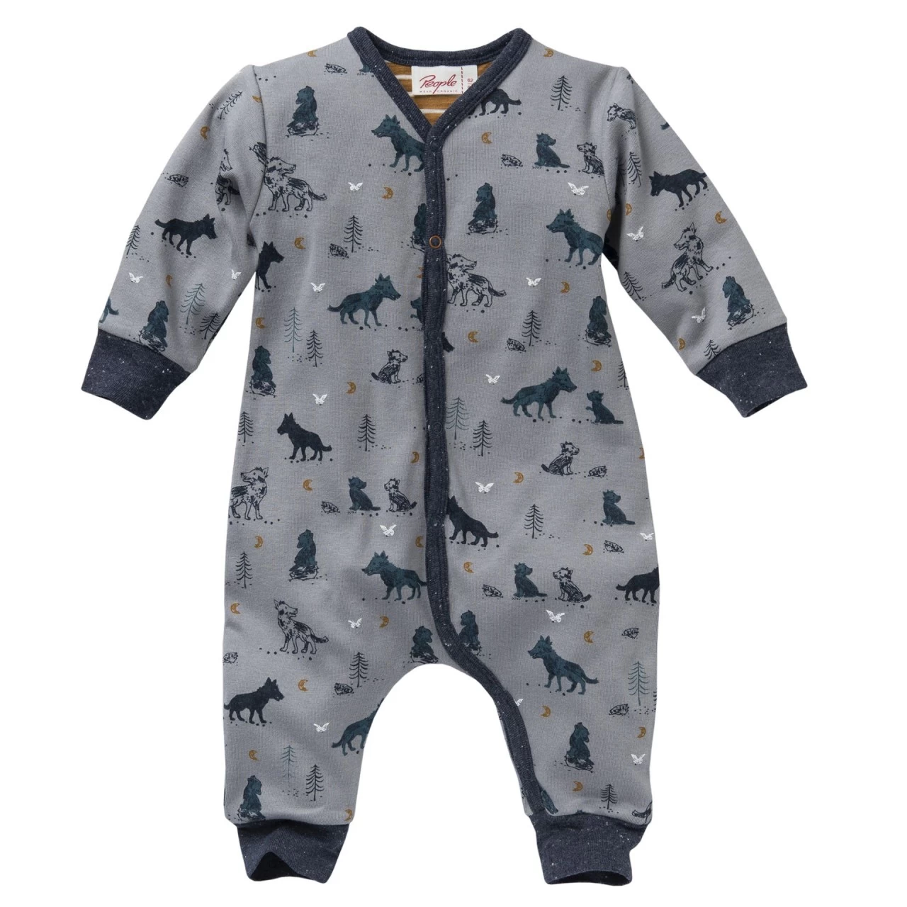People Wear Organic Baby Overall Wölfchen Taubengrau 3 People Wear Organic Baby Overall Wölfchen Taubengrau