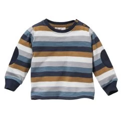 People Wear Organic Langarmshirt Blockstreifen Blau/nougat