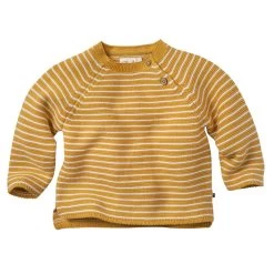 People Wear Organic Strick Pullover Honiggelb Geringelt Bio-Baumwolle