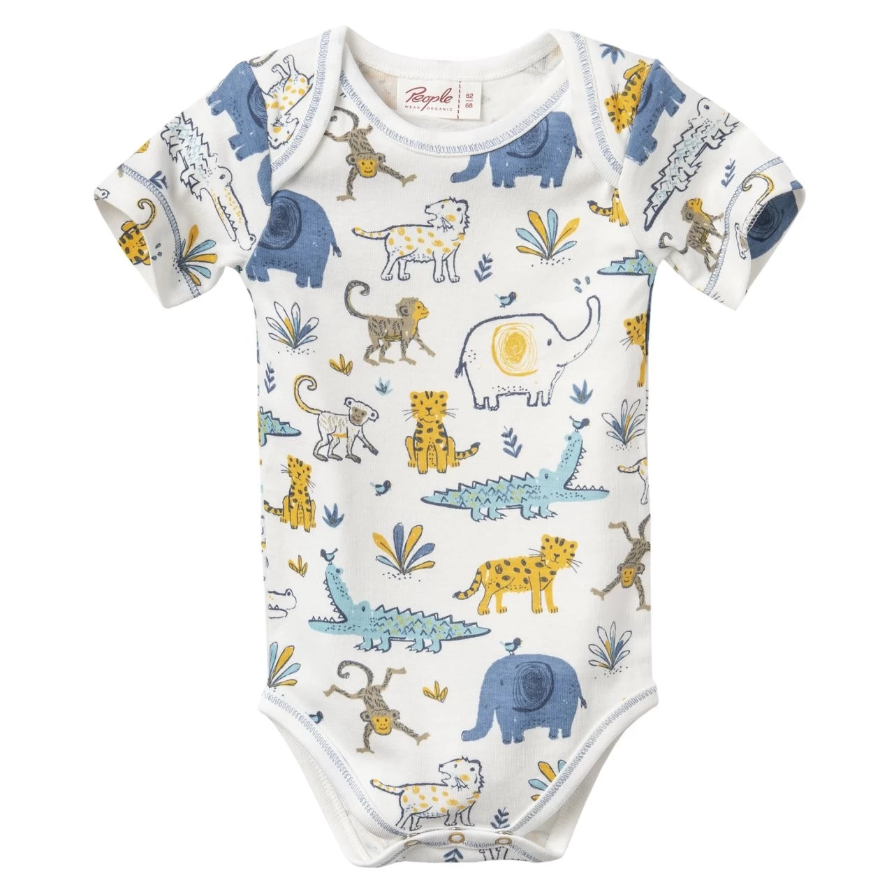 People Wear Organic Body Kurzarm Zootiere Weiß