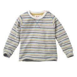 People Wear Organic Langarmshirt Jeansblau/gelb Geringelt