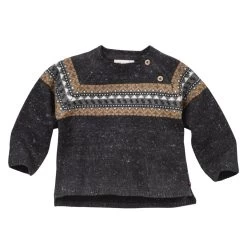 People Wear Organic Norweger Strick Pullover Anthrazit Melange Bio-Baumwolle