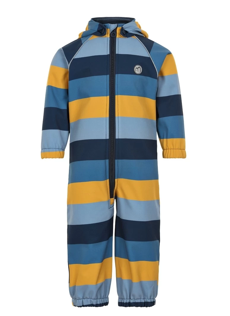 Minymo Softshellanzug Blau/gelb Blockstreifen 3 Minymo Softshellanzug Blau/gelb Blockstreifen