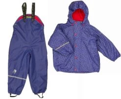 CeLaVi Thermo Regenset Navy Purple Leopard Zweiteiler Mit Fleecefutter