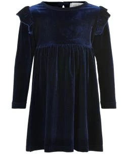 Creamie Mädchen Kleid Samt Dunkelblau