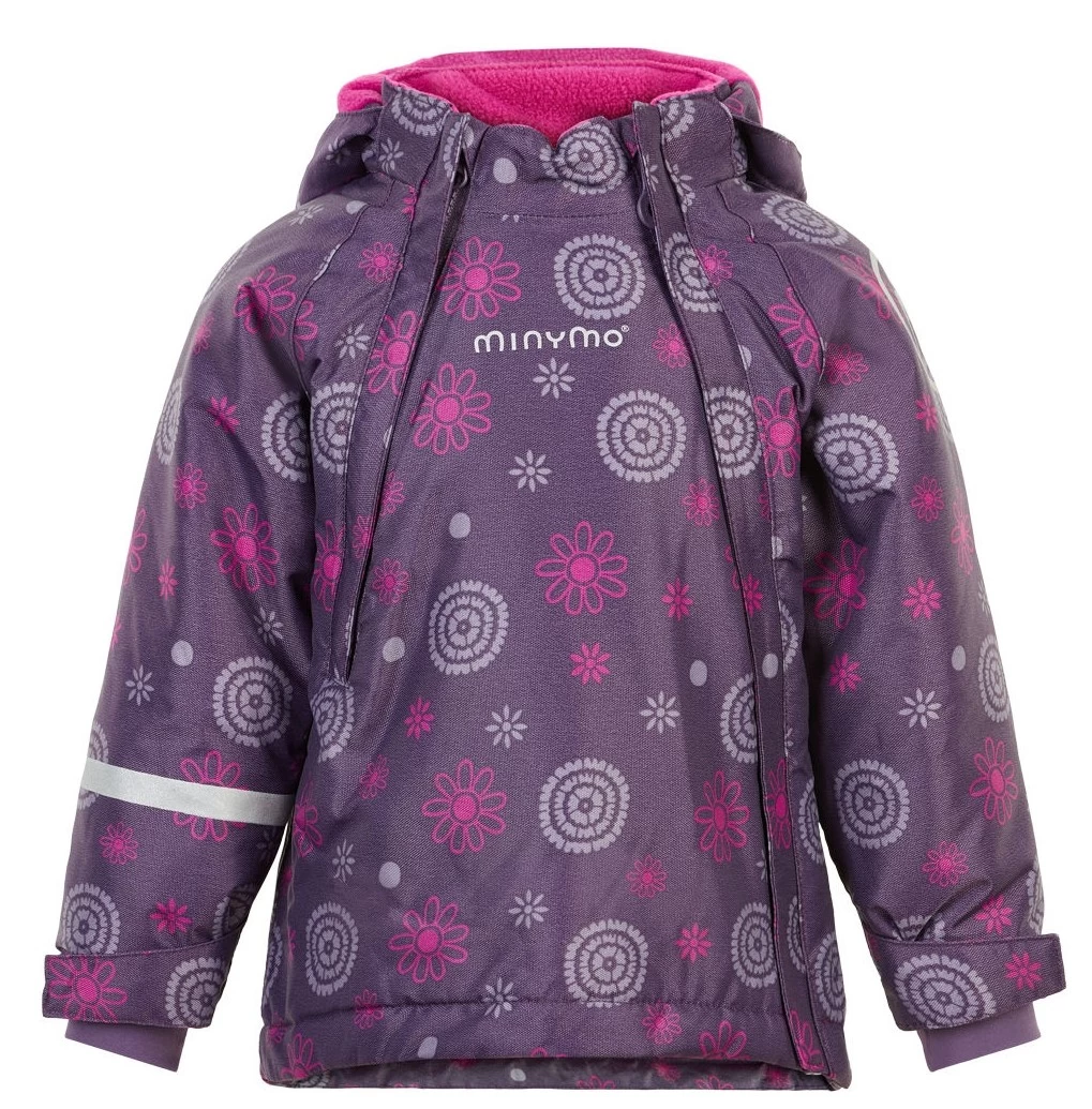Minymo Mädchen Winterjacke Loganberry Flowers Lila Doppelzipper 3 Minymo Mädchen Winterjacke Loganberry Flowers Lila Doppelzipper
