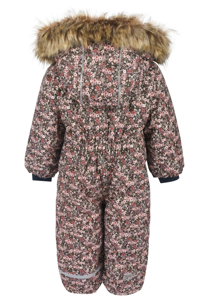 MINYMO Thermo Schneeanzug Blümchen Braun Mit Doppelzipper 4 MINYMO Thermo Schneeanzug Blümchen Braun Mit Doppelzipper – Bild 2