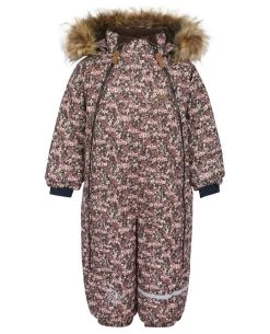 MINYMO Thermo Schneeanzug Blümchen Braun Mit Doppelzipper