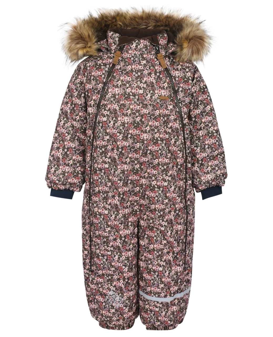 MINYMO Thermo Schneeanzug Blümchen Braun Mit Doppelzipper 3 MINYMO Thermo Schneeanzug Blümchen Braun Mit Doppelzipper