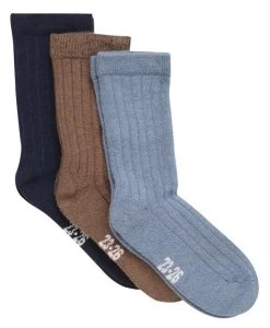 Minymo Funktionssocken Navy/braun 3er Pack Socken Mit Wolle Und Viskose