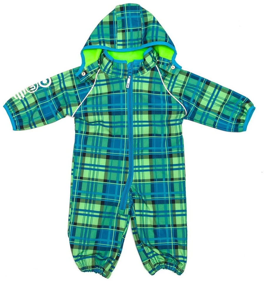 Minymo Softshellanzug Raven12 Karo Grün/blau Matschoverall