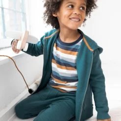 People Wear Organic Langarmshirt Blockstreifen Blau/nougat -Baby Produkte Geschäft people wear jacke sweat hoody petrol 1280x1280