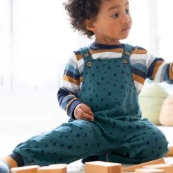 People Wear Organic Langarmshirt Blockstreifen Blau/nougat -Baby Produkte Geschäft people wear latzhose petrol dots 3 1280x1280 1