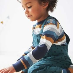 People Wear Organic Langarmshirt Blockstreifen Blau/nougat -Baby Produkte Geschäft people wear shirt langarm patches petrol ringel 1280x1280 1