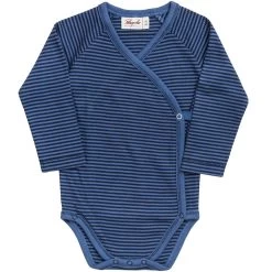 People Wear Organic Langarm Wickel-Body Jeansblau Gestreift