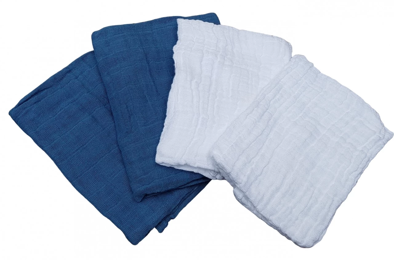 Pippi Mullwindeln Organic 4er Pack Mittelblau/weiß Biobaumwolle 4 Pippi Mullwindeln Organic 4er Pack Mittelblau/weiß Biobaumwolle – Bild 2