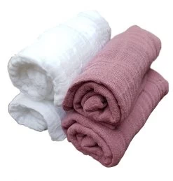 Pippi Mulltücher 4er Pack Weiß/mauve Organic Baumwolle