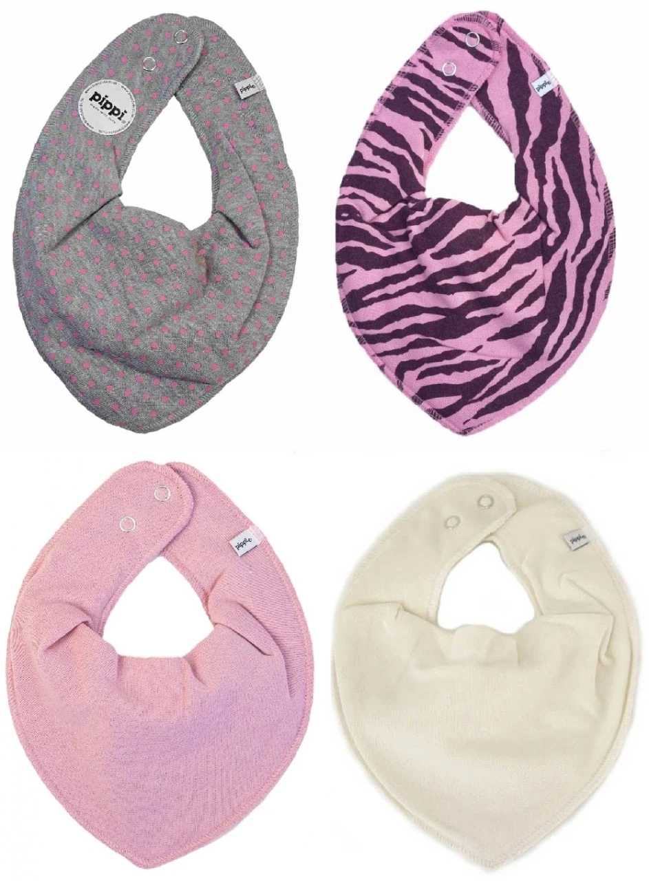 Pippi Halstücher 4er Pack Rosa Zebra & Dots 3 Pippi Halstücher 4er Pack Rosa Zebra & Dots