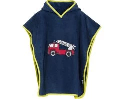 Playshoes Kinder Badeponcho Feuerwehrauto Marine Kapuzen Badeumhang Ökotex100