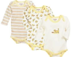 Schnizler Baby Langarmbody Hundchen Gelb/weiß 3er Pack