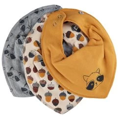 Pippi Baby Halstücher 3er Pack Grau/gelb Mit Waschbär-Motiv